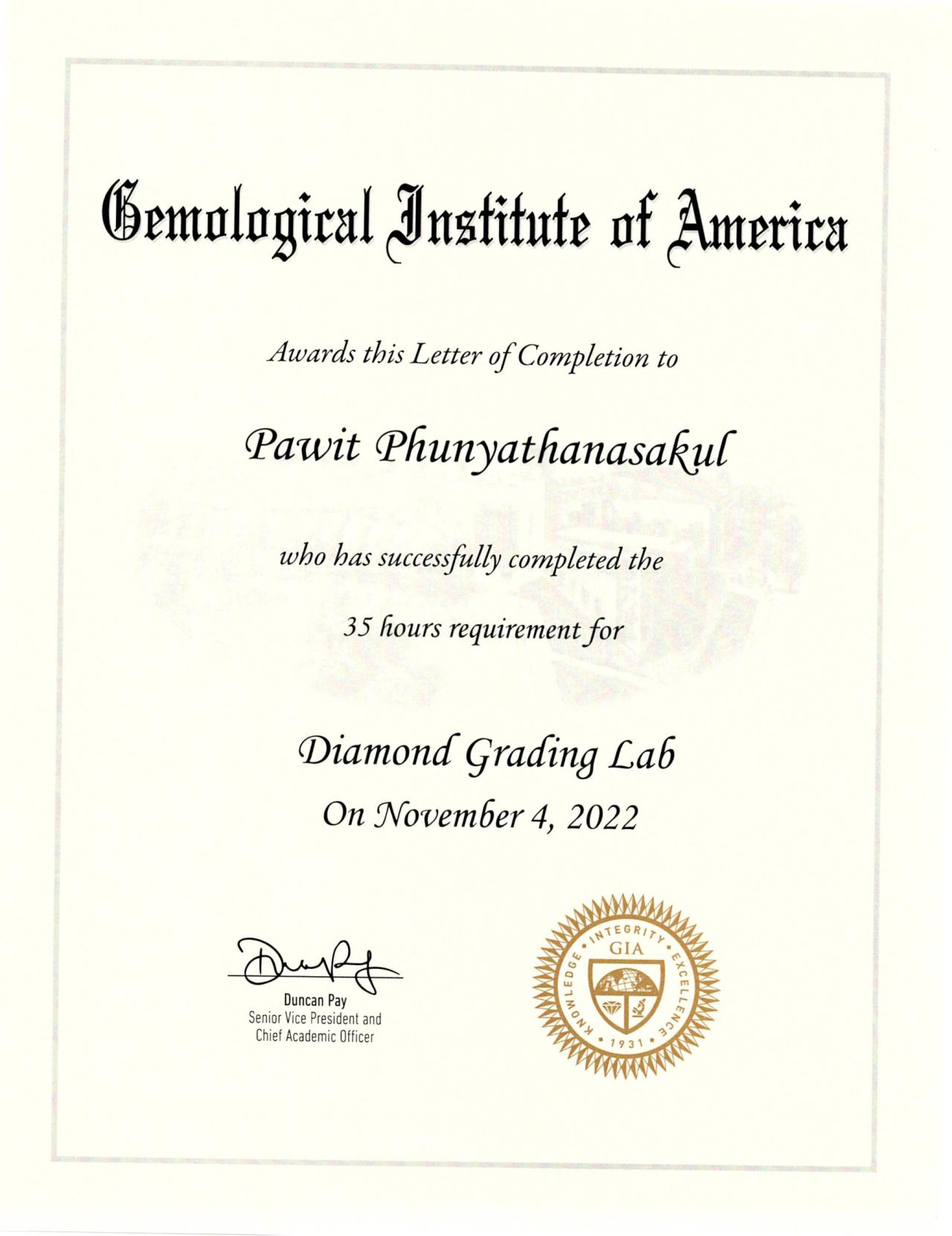 GIA Certificate